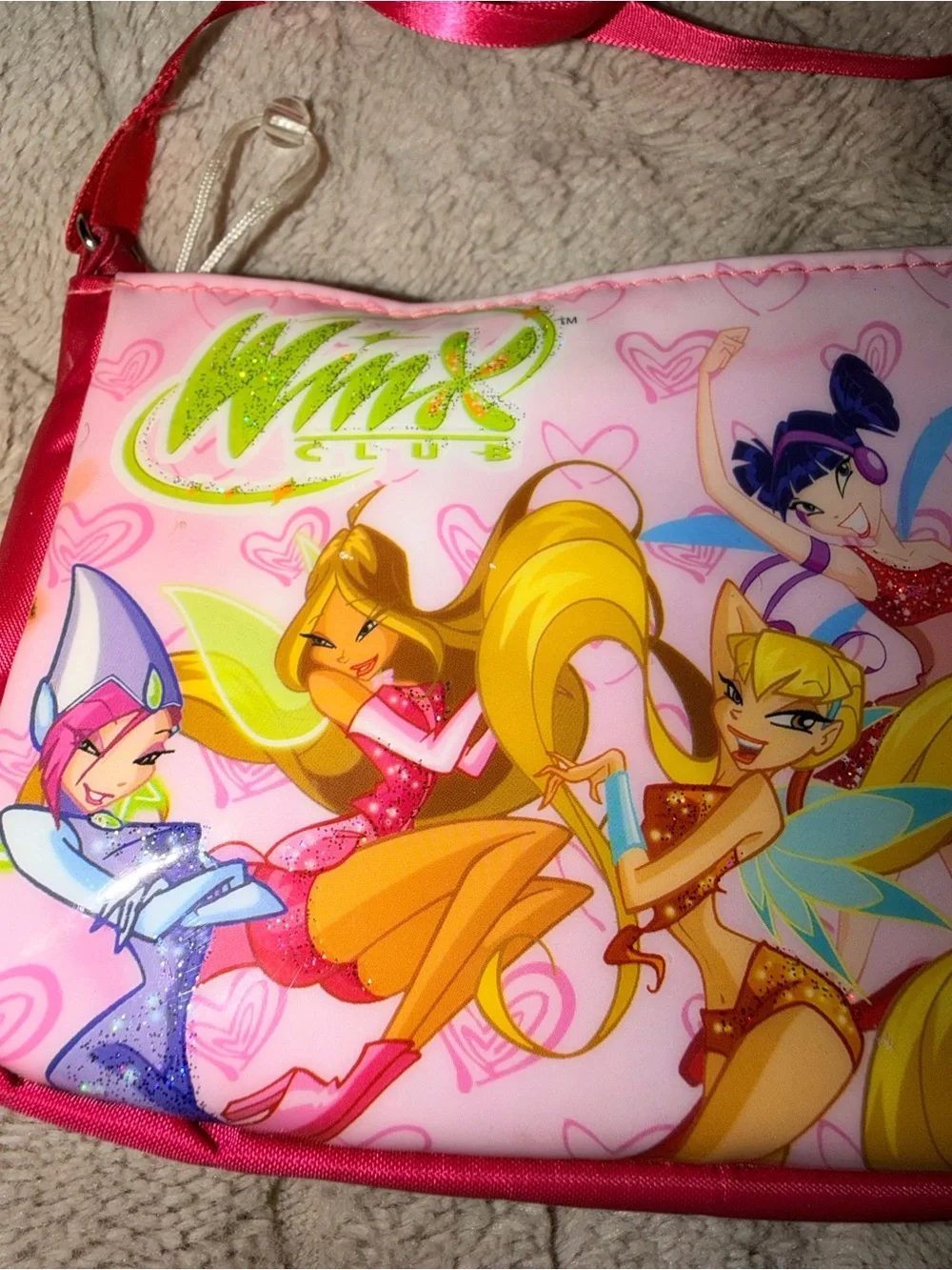 Vintage 2004 Winx Club Pink Mini Shoulder Purse Bag Crossbody Rainbow Srl